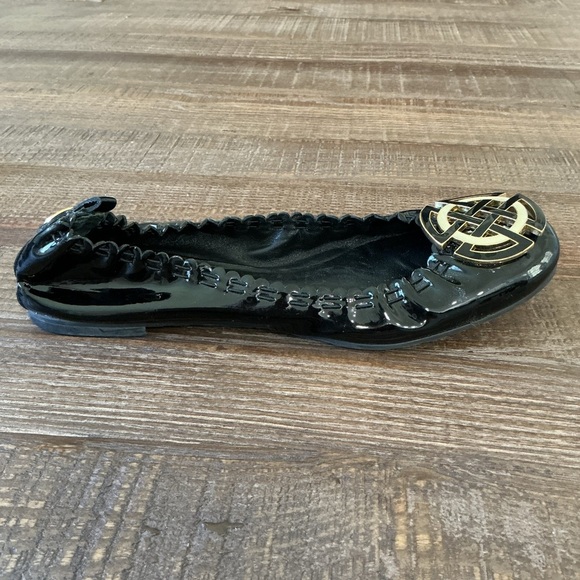 Tory Burch Black Ballerina Flats with Gold Accents - Picture 6 of 9